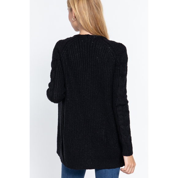 Long Slv Open Front Sweater Cardigan - Picture 4 of 7